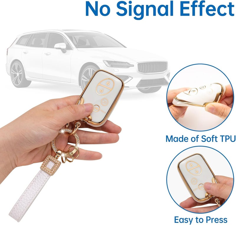 CACARLIKE for Lexus Key Fob Cover with Keychain, Car Key Fob Case Compatible with GX460 RX350 ES350 IS250 GX460 LX570 IS350 GS430 GS300 GS450h is-C is-F Smart Key Protector - Image 3